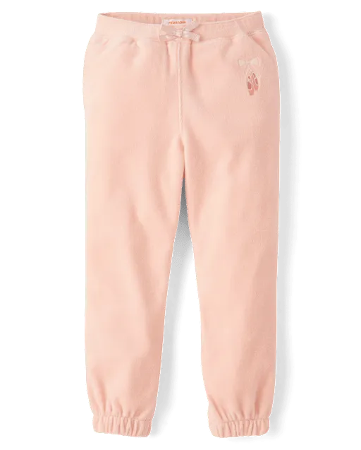 Girls Embroidered Ballet Velour Jogger Pants - Le Petite Ballet