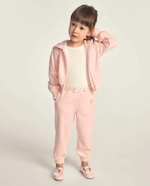 Girls Embroidered Ballet Velour Jogger Pants - Le Petite Ballet