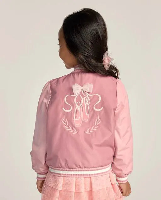 Girls Embellished Ballet Slipper Varsity Jacket - Le Petite Ballet