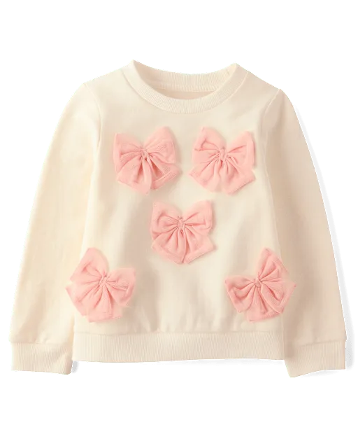 Girls Bow Fleece Sweatshirt - Le Petite Ballet