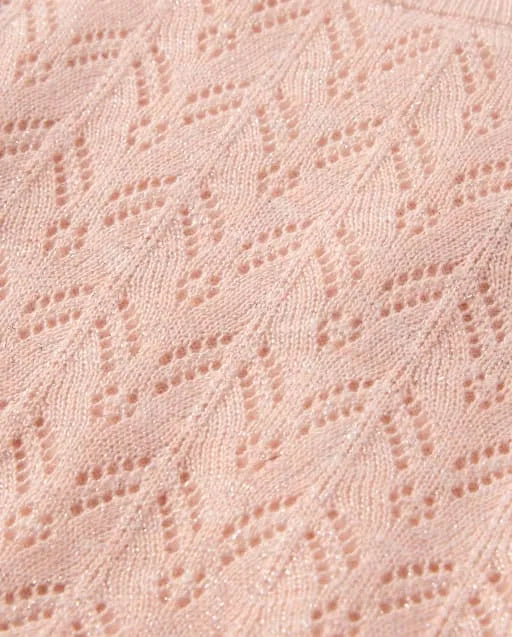 Girls Pointelle Scalloped Sweater - Le Petite Ballet