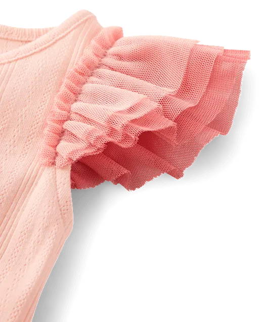 Girls Pointelle Flutter Top - Le Petite Ballet