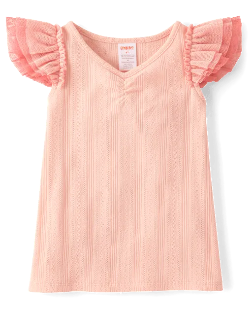 Girls Pointelle Flutter Top - Le Petite Ballet