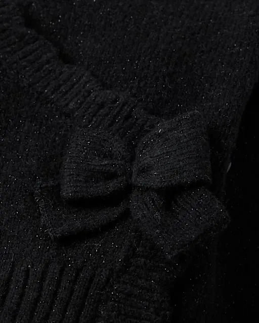 Girls Scalloped Bow Wrap Cardigan - Le Petite Ballet