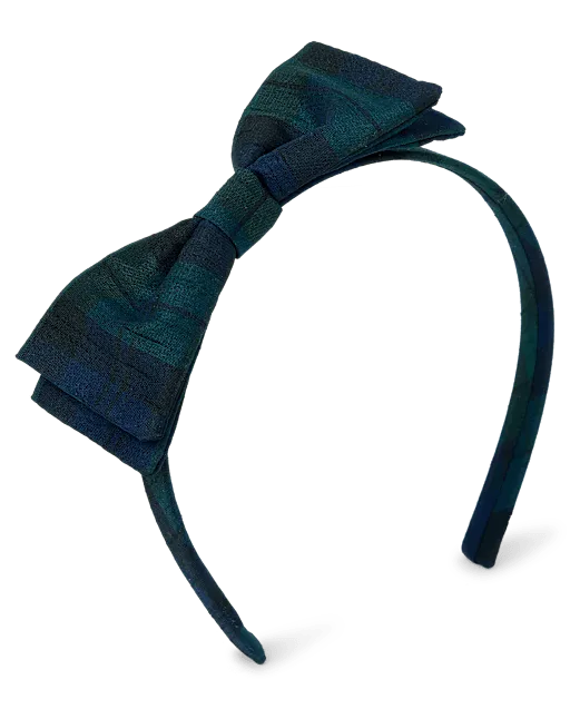 Girls Plaid Bow Headband - Tartan Remix