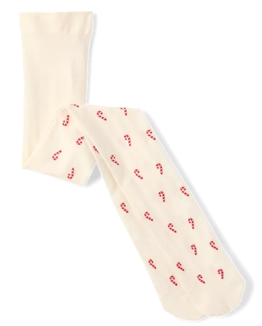 Girls Candy Cane Microfiber Tights - Tartan Remix