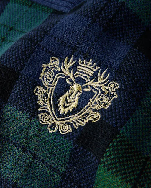 Boys Plaid Shawl Collar Sweater - Tartan Remix