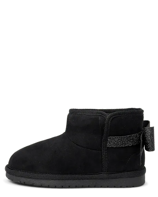 Girls Glitter Bow Chalet Boots - Little Essentials