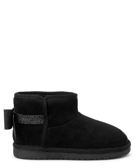 Girls Glitter Bow Chalet Boots - Little Essentials