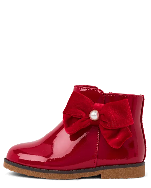 Girls Bow Booties - Tartan Remix