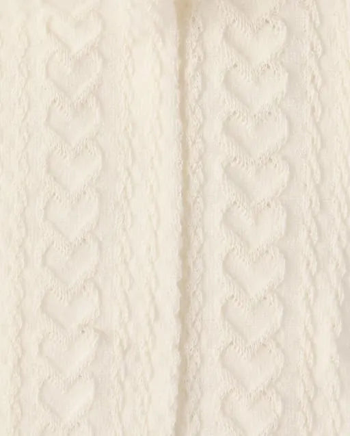 Girls Heart Cable Knit Tights - Little Essentials