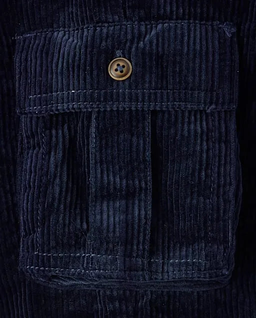 Boys Bubble Corduroy Pull On Cargo Pants - Tartan Remix