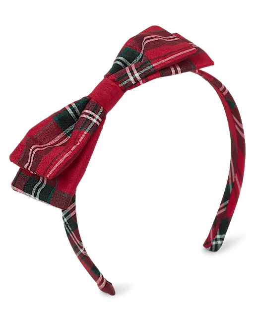 Girls Plaid Bow Headband - Tartan Remix
