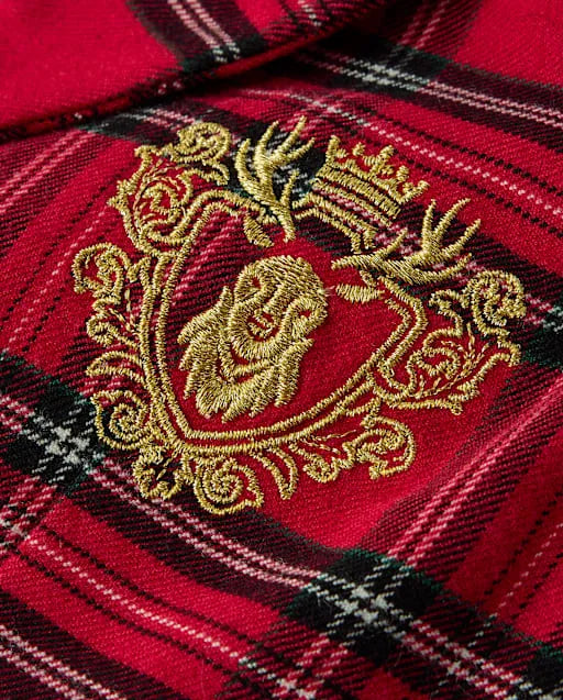 Boys Embroidered Plaid Flannel Blazer - Tartan Remix