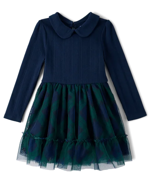 Girls Plaid Pointelle Tutu Dress - Tartan Remix
