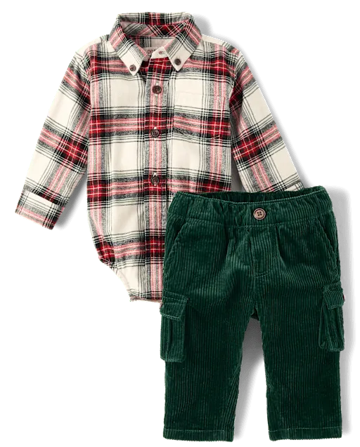 Baby Boys Plaid 2-Piece Outfit Set - Tartan Remix