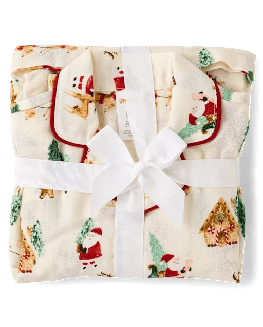 Kids Santa Flannel Button Front Pajamas