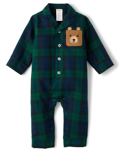 Baby Plaid Flannel One Piece Pajamas