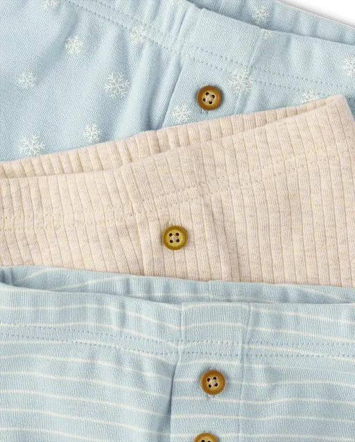 Baby Boys Snowflake Pants 3-Pack