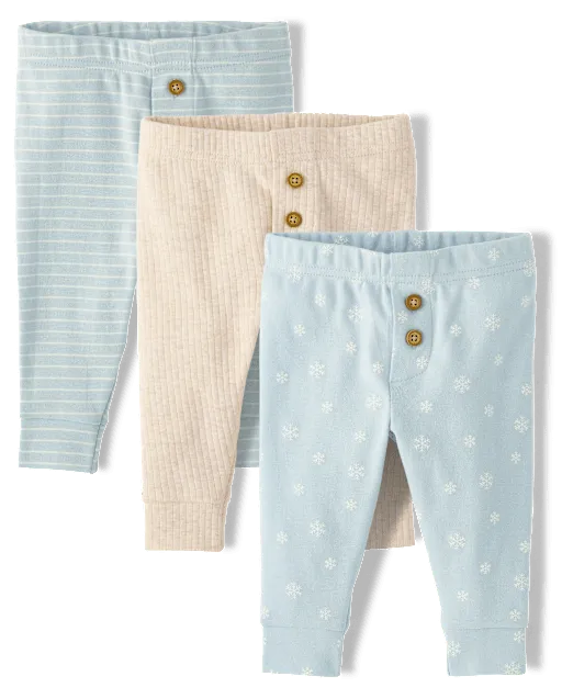 Baby Boys Snowflake Pants 3-Pack