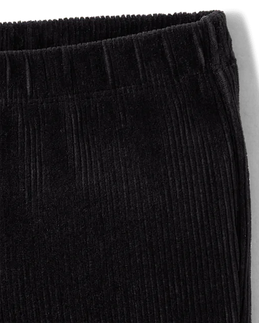 Girls Corded Velour Flare Leggings - Little Essentials
