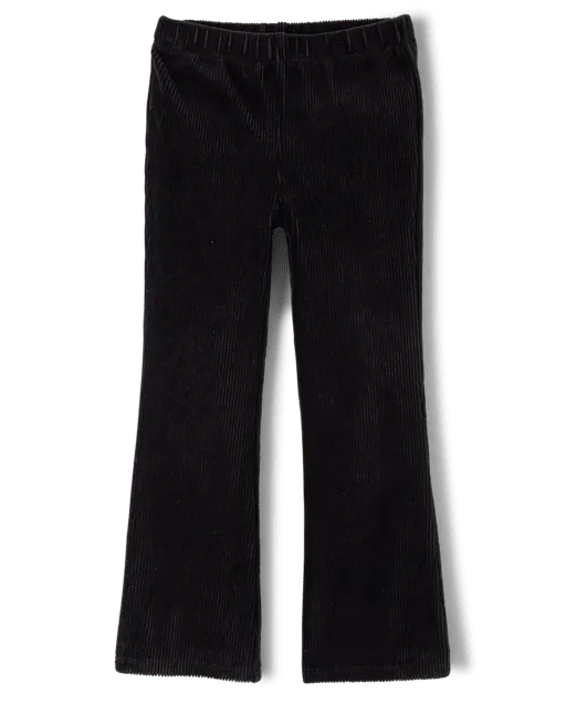 Girls Corded Velour Flare Leggings - Little Essentials