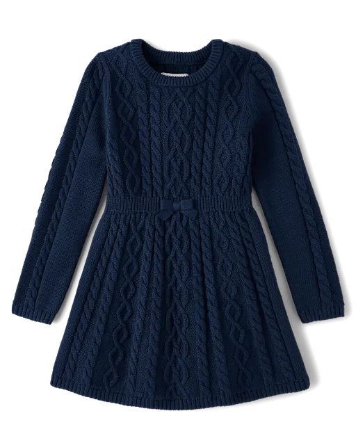 Girls Cable Knit Sweater Dress - Little Essentials