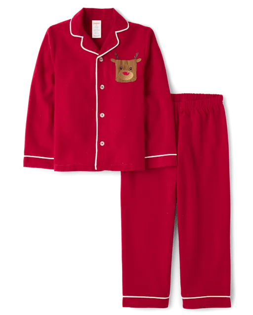 Kids Contrast Flannel Button Front Pajamas