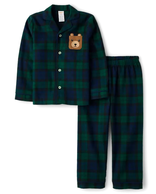 Kids Plaid Flannel Button Front Pajamas