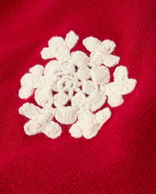Girls Crochet Snowflake Raglan Sweater - Tartan Remix