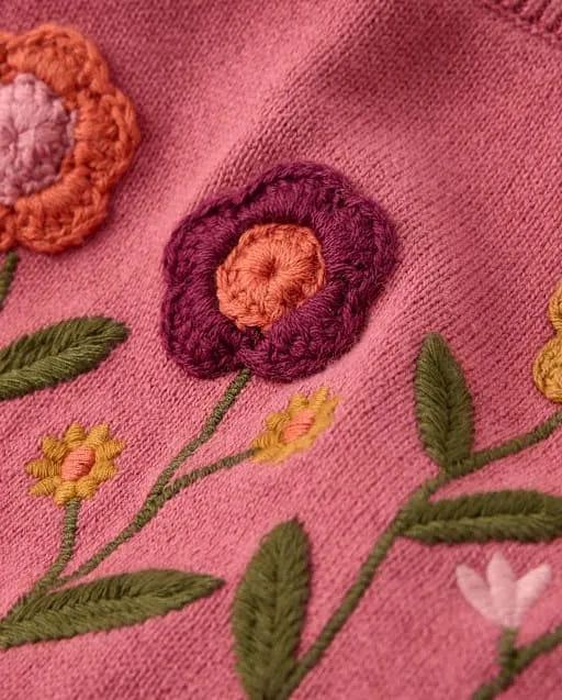 Girls Crochet Floral Sweater Tutu Dress - The Harvest Edit