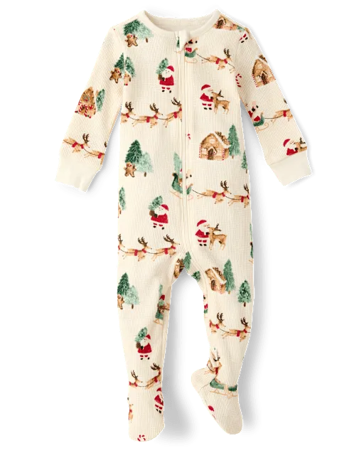 Baby Santa Snug Fit Thermal Footed One Piece Pajamas