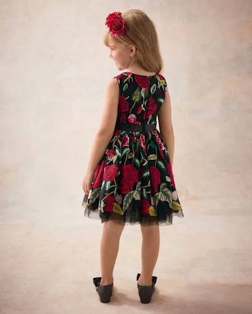 Girls Embroidered Floral Tulle Fit And Flare Dress - Marchesa Mini x Gymboree